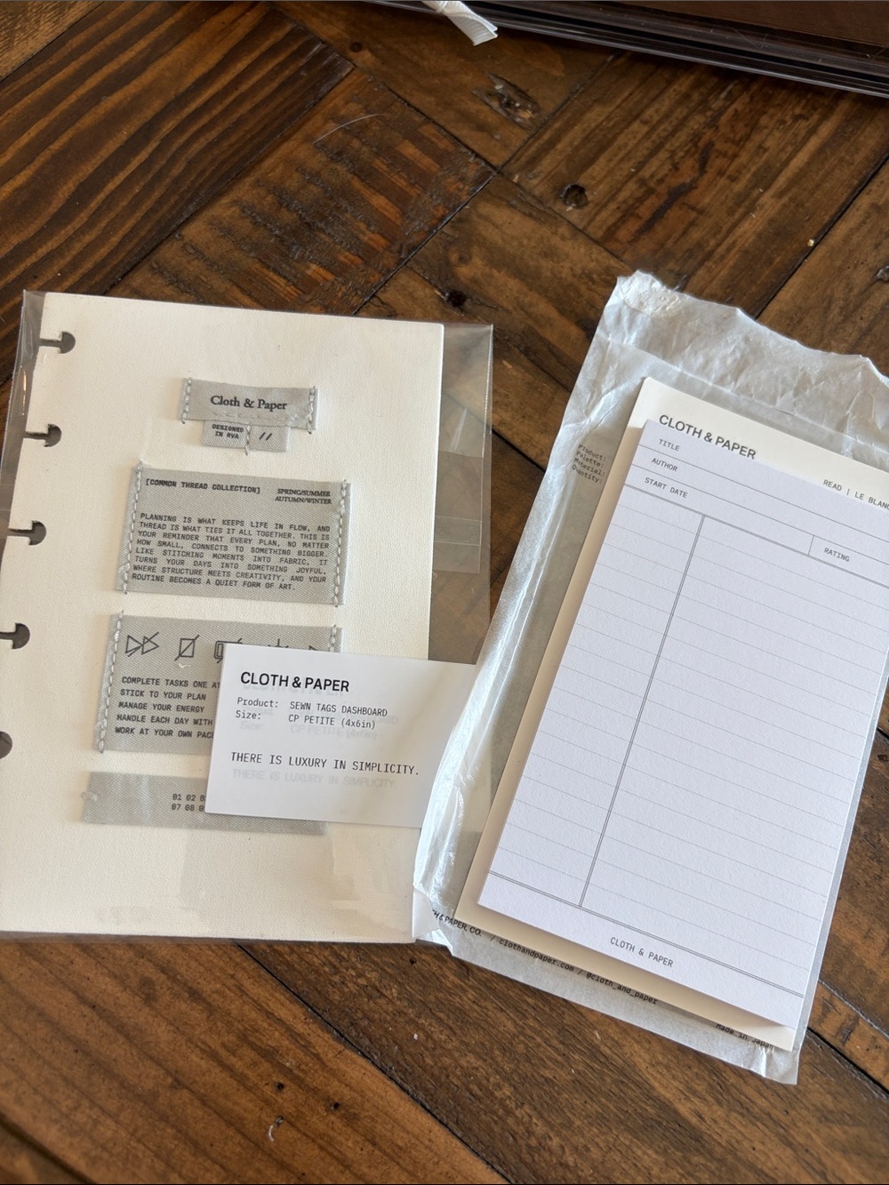 Cloth & Paper CP Petite Sewn Tag Dashboard and Read Sticky Notes Planner Set
